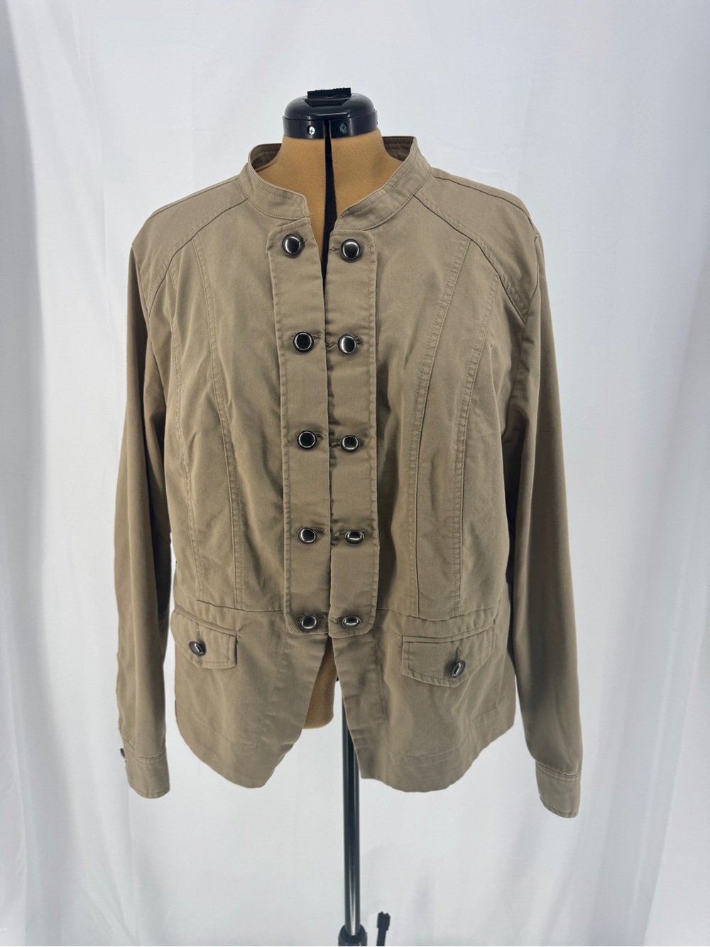 torrid Olive Utility Military-Style Button Jacket 0026